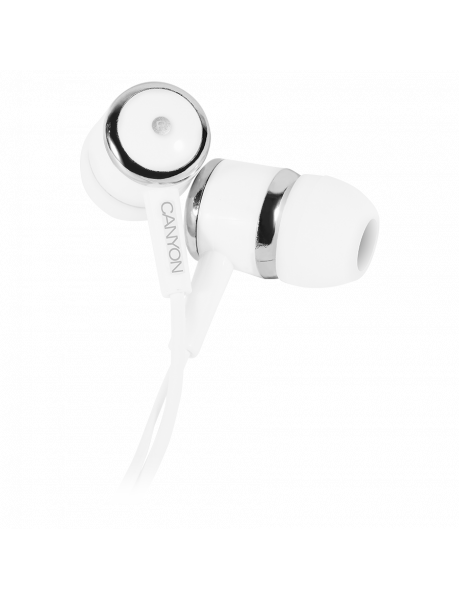 CNE-CEPM01W CANYON EPM- 01 Stereo earphones with microphone, White, cable length 1.2m, 23*9*10.5mm,0.013kg