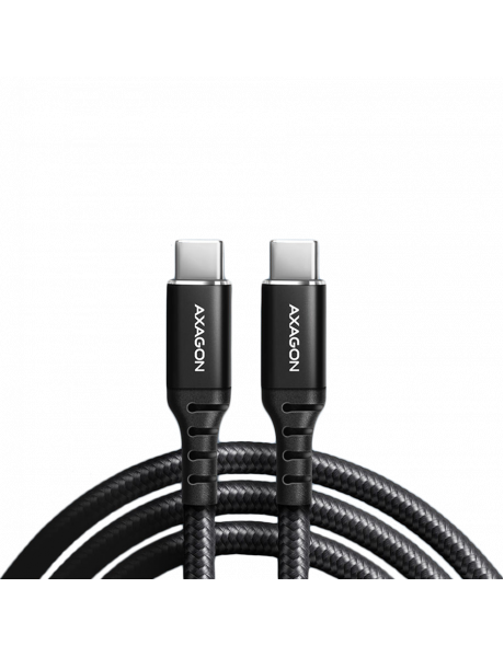 BUCM-CM20AB Axagon Data and charging USB 2.0 cable length 2 m. PD 60W, 3A. Black braided.