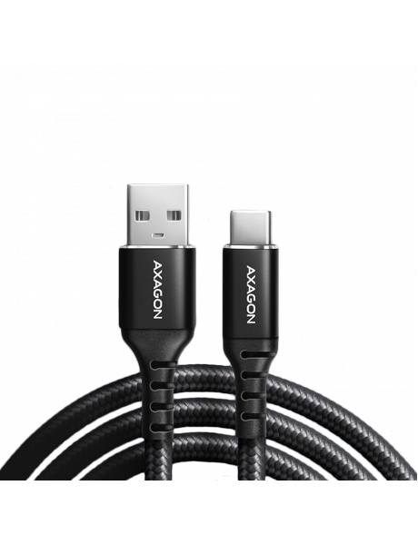 BUCM-AM20AB Axagon Data and charging USB 2.0 cable length 2 m. 3A. Black braided.
