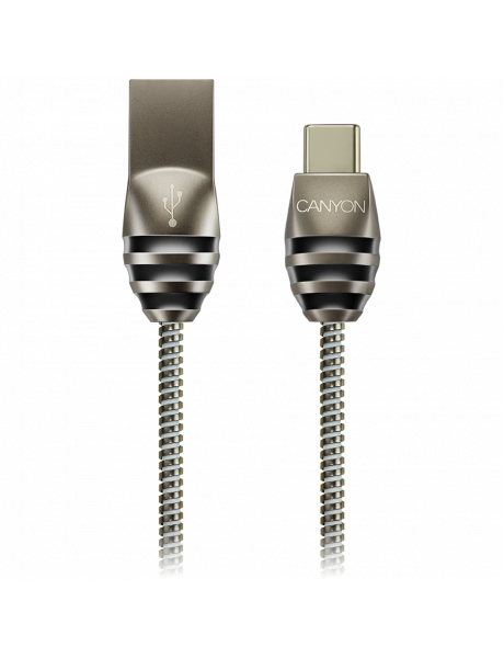 CNS-USBC5DG CANYON UC-5 Type C USB 2.0 standard cable, Power & Data output, 5V 2A, OD 3.5mm, metallic Jacket, 1m, gun color, 0.04kg