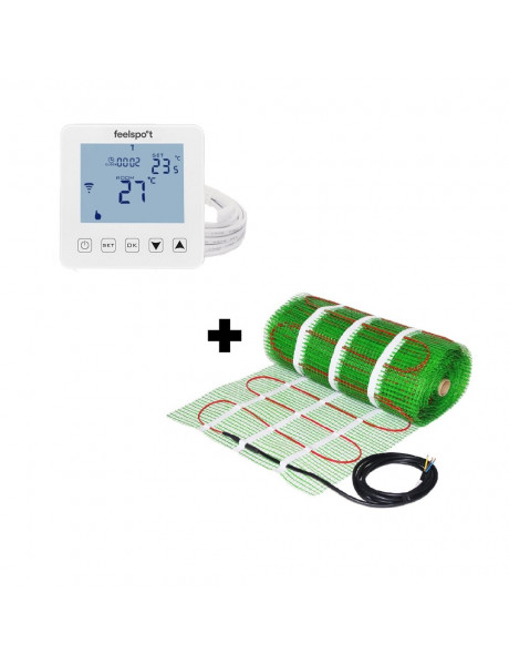 Grindinio šildymo tinklelis Wellmo MAT + programuojamas termostatas Feelspot WTH22.16 WiFi 08-00518