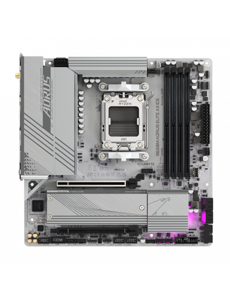 Gigabyte | B650M A ELITE AX ICE | Processor family AMD | Processor socket AM5 | DDR5 | Supported hard disk drive interfaces SATA, M.2 | Number of SATA connectors 4