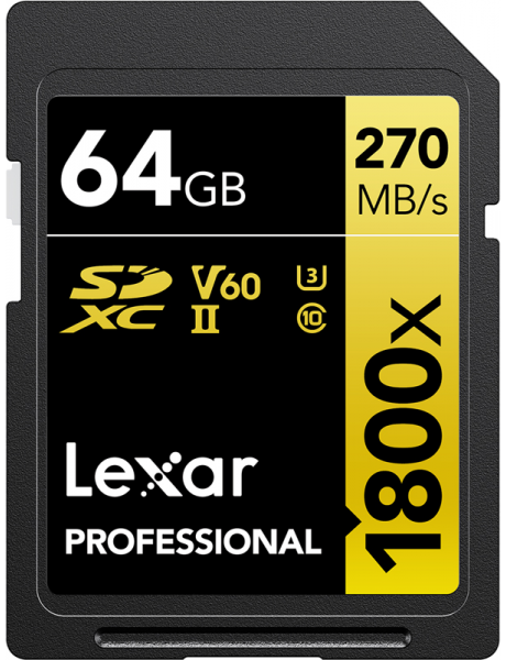 Lexar Pro 1800x SDXC R280/W210 64GB U3 (V60) UHS-II