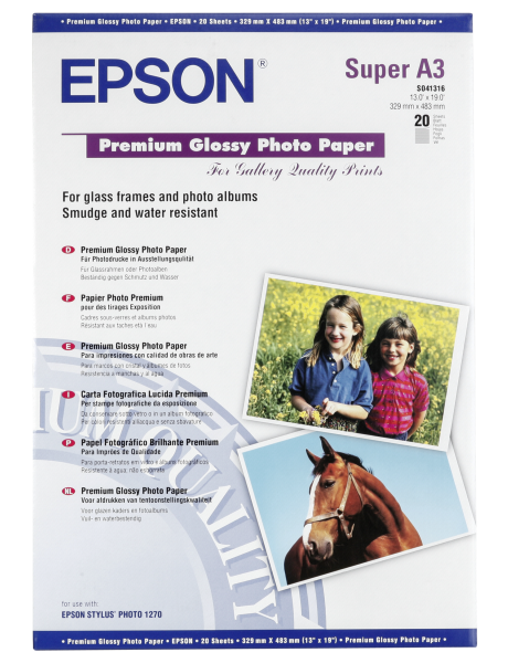Fotopopierius Epson Premium glossy A3, 20 sheets, 255g S041316