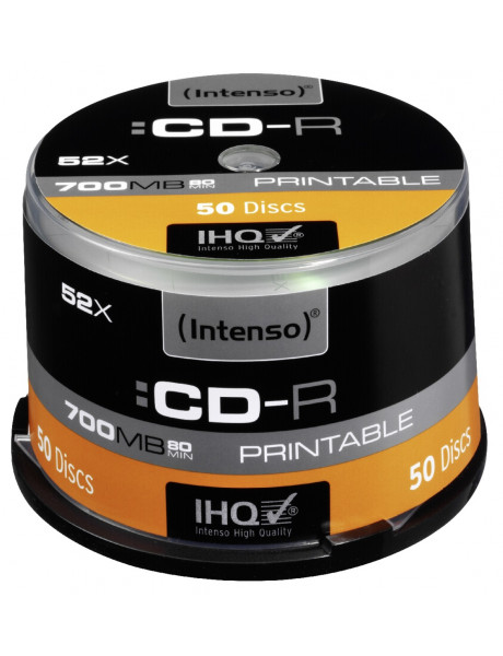 1x50 Intenso CD-R 80 / 700MB 52x Speed, printable, scr. res.