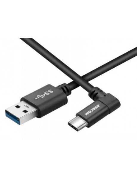 AVACOM DATOVY A NABIJECI USB CABLE - USB TYPE-C, 100CM, CONNECTOR V UHLU 90°, ČERNY