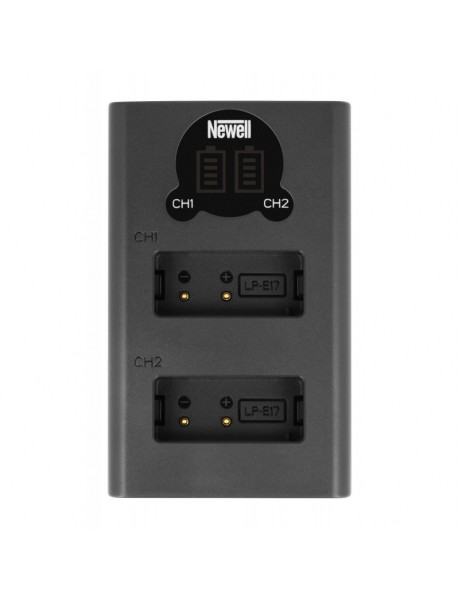 Dviejų kanalų įkroviklio rinkinys ir dvi LP-E17 įkraunamos baterijos Newell DL-USB-C, skirtos Canon