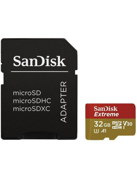 SDSQXAF-032G-GN6MA SanDisk Extreme microSDHC 32GB + SD Adapter + RescuePRO Deluxe 100MB/s A1 C10 V30 UHS-I U3, EAN: 619659155827