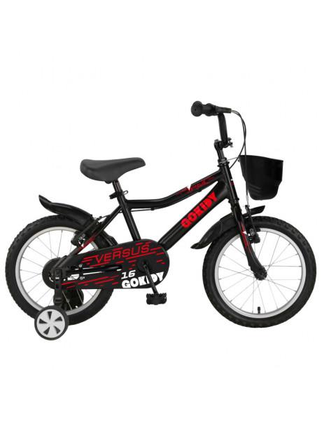 Vaikiškas dviratis GoKidy 16 Versus (VER.1601) juoda/raudona