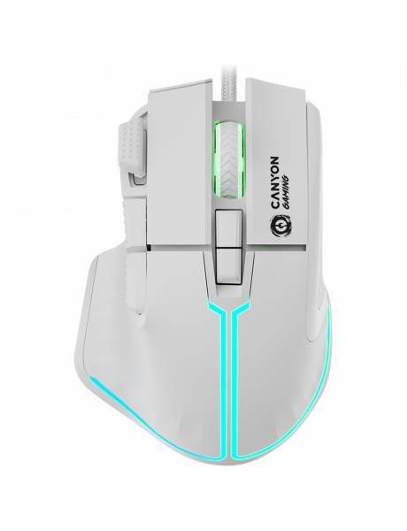CND-SGM636W CANYON Fortnax GM-636, 9keys Gaming wired mouse,Sunplus 6662, DPI up to 20000, Huano 5million switch, RGB lighting effects, 1.65M braided cable, ABS material. size: 113*83*45mm, weight: 102g, White