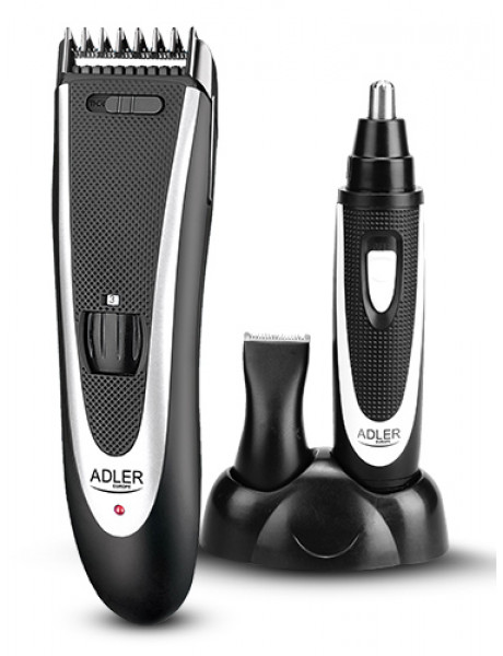 Adler AD 2822 Hair clipper + trimmer, 18 hair clipping lengths, Thinning out function, Stainless steel blades, Black