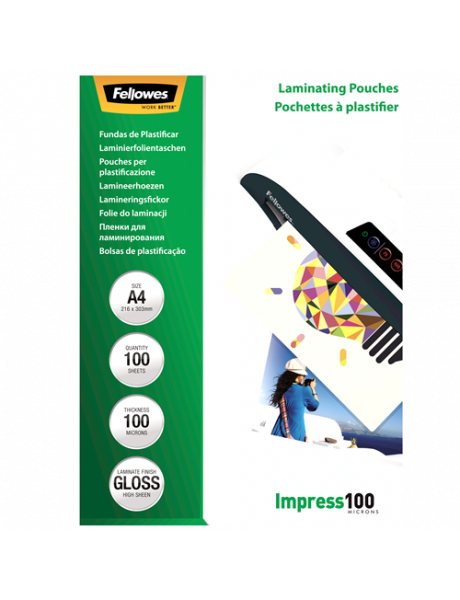 Fellowes Laminating Pouch 100 µ, 216x303 mm - A4, 100 pcs