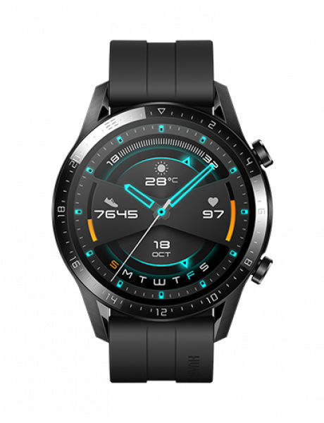 Huawei GT 2 (46 mm) Smart watch, GPS (satellite), AMOLED, Touchscreen, Heart rate monitor, Activity monitoring 24/7, Waterproof, Bluetooth, Matte Black