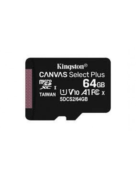 SDCS2/64GBSP Kingston 64GB micSDXC Canvas Select Plus 100R A1 C10 Single Pack w/o ADP, EAN: 740617298963
