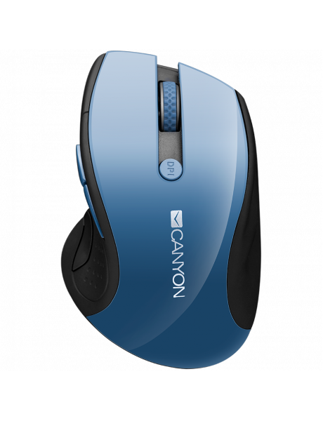 CNS-CMSW01BL CANYON MW-01 2.4GHz wireless mouse with 6 buttons, optical tracking - blue LED, DPI 1000/1200/1600, Blue Gray pearl glossy, 113x71x39.5mm, 0.07kg