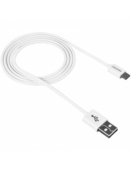 CNE-USBM1W CANYON UM-1 Micro USB cable, 1M, White, 15*8.2*1000mm, 0.018kg