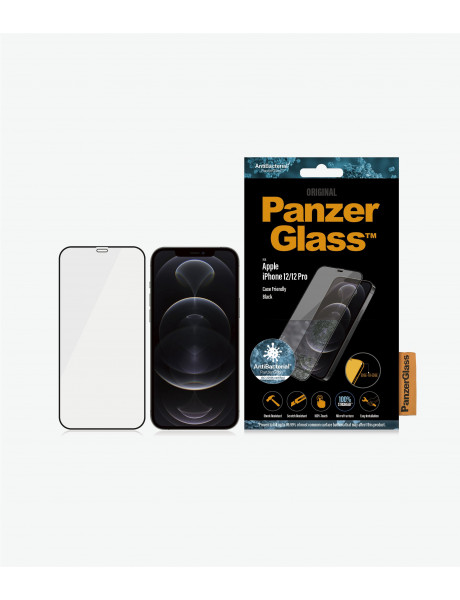 PanzerGlass For iPhone 12/12 Pro, Glass, Black, Clear Screen Protector, 6.1 