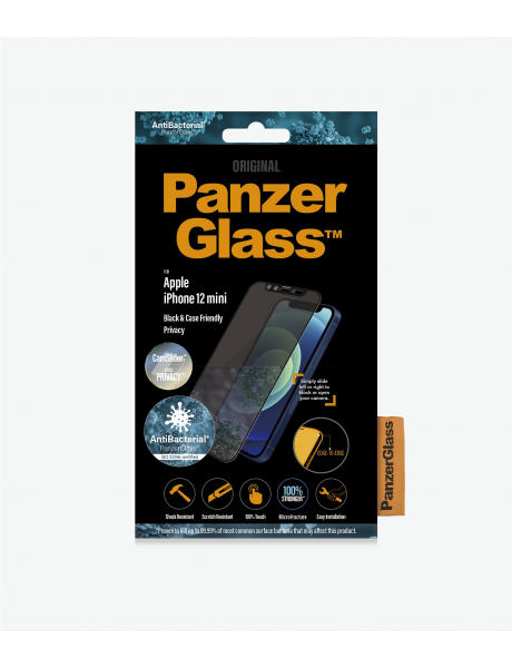 PanzerGlass CamSlider Privacy AB Apple, iPhone 12 mini, Tempered glass, Black, Privacy glass, Case friendly