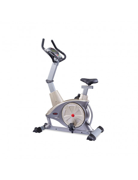 WNQ F1-7318LC ECB Semi-Commercial Upright Bike, ECB motor permanent magnetic resistance system, 130 kg, Silver Grey, 5 '' LCD blue screen, 10 exercise modes: Manual; Interval; Fluctuation; Weightlessness; Inclination running; Climbing; Fat burning; Racing
