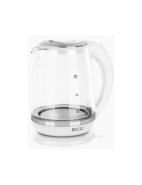 ECG Electric kettle RK 2020 White Glass, 2 L, 360° base with power cord storage, Blue backlight, 1850-2200 W