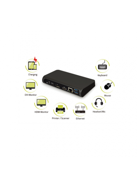 PORT DESIGNS Universal Office Docking Station: Type-C, Display Port, HDMI, LAN, 3x USB 3.0, Audio Jack 60 W