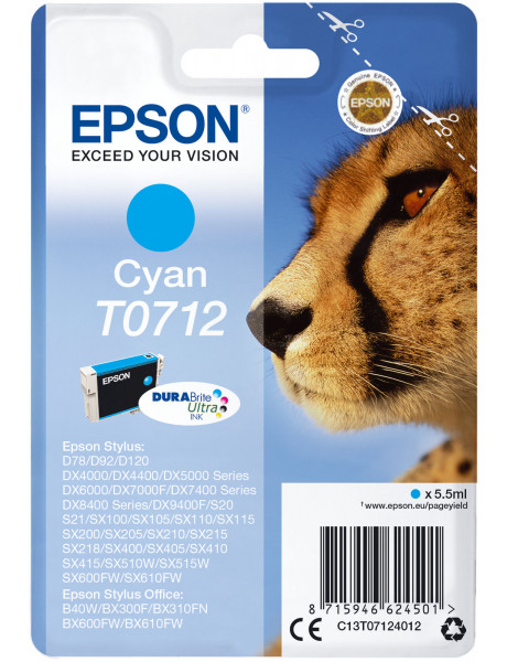 Epson T0712 Ink Cartridge, Cyan